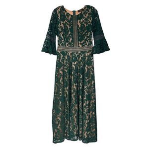 MissMay Retro Gorgeous Women's Full‎ Lace Contrast Bell Sleeve Maxi Dress Small